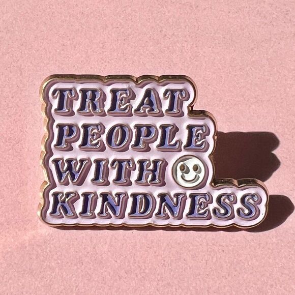 Treat people with kindness purple y2k bubble letter enamel pin - Picture 7 of 7